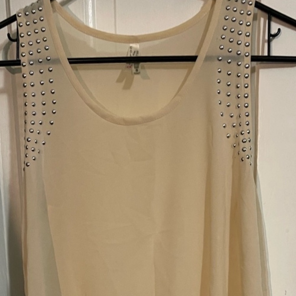 Sheer Tank with Silver Studs